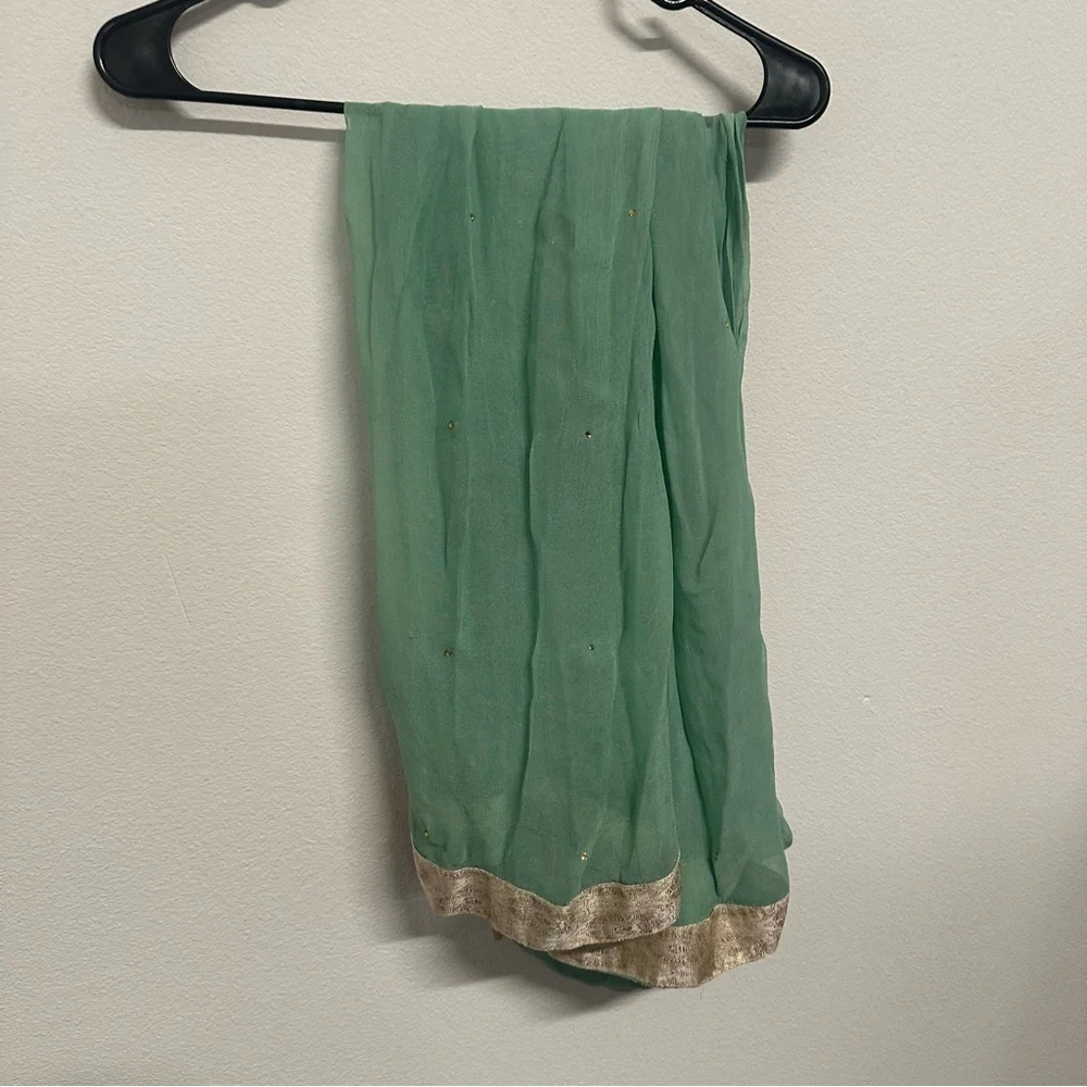 Two piece formal salwar kameez in a soft sea-green shade with intricate gold - Picture 9 of 9